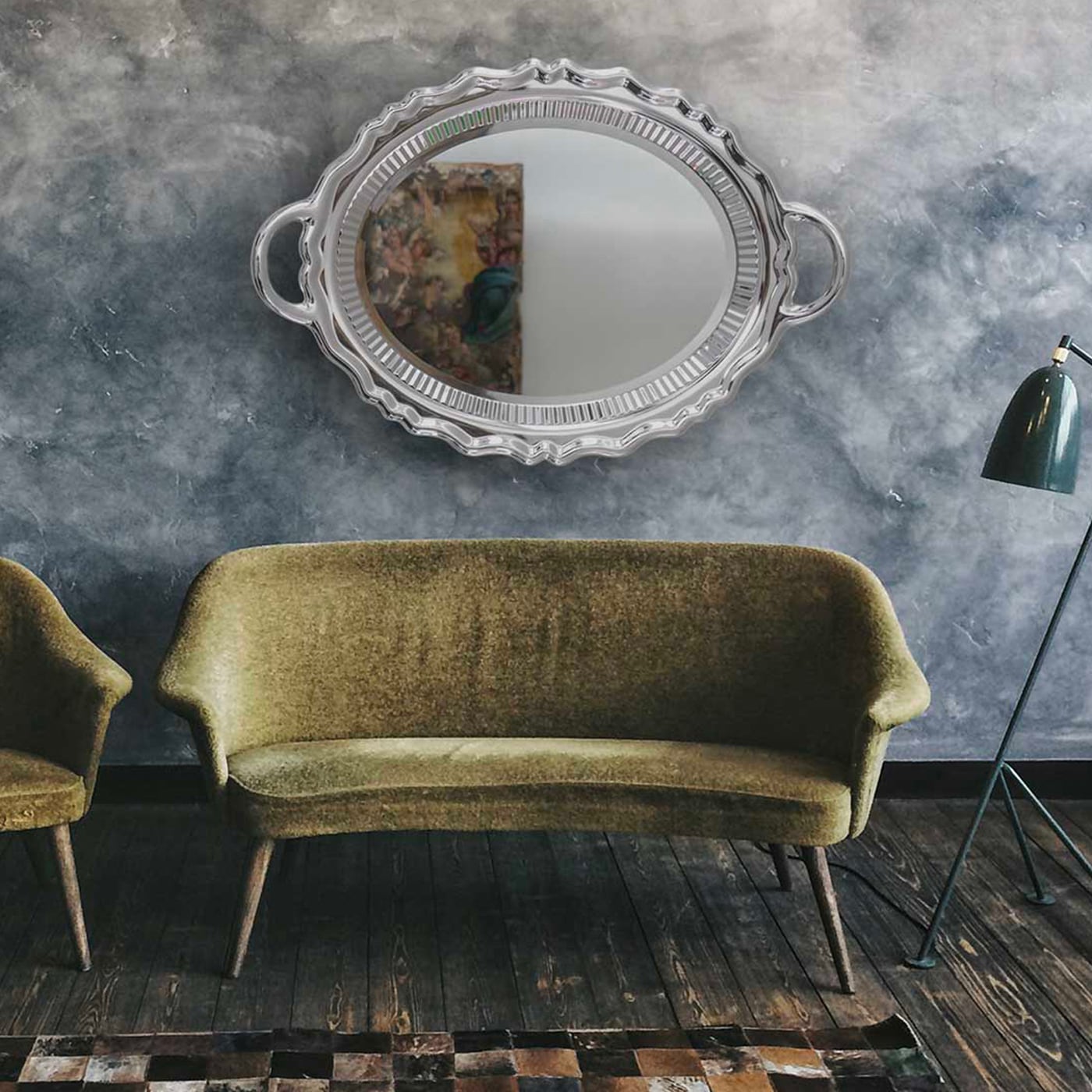 Qeeboo Plateau Miroir Metal Specchio con cornice