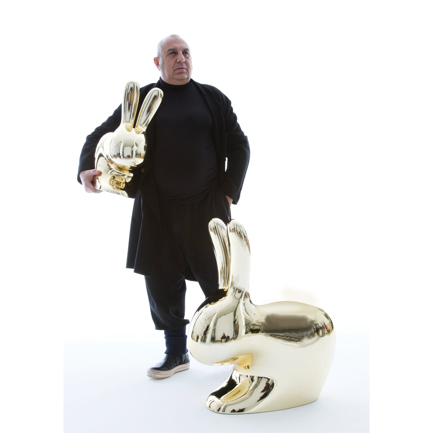 Qeeboo Rabbit Sedia Metal in polietilene