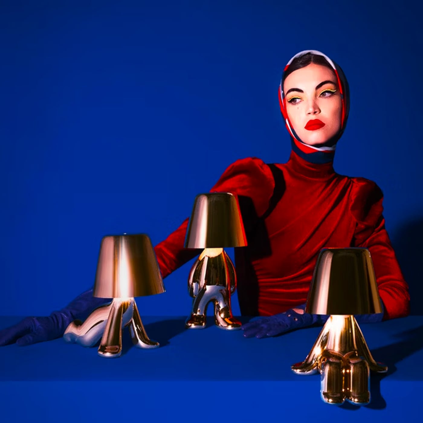 Qeeboo Golden Brothers Lampada ricaricabile