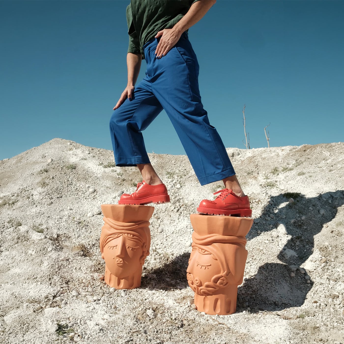 Seletti Magna Graecia Terracotta Stool Man Sgabello/Tavolino