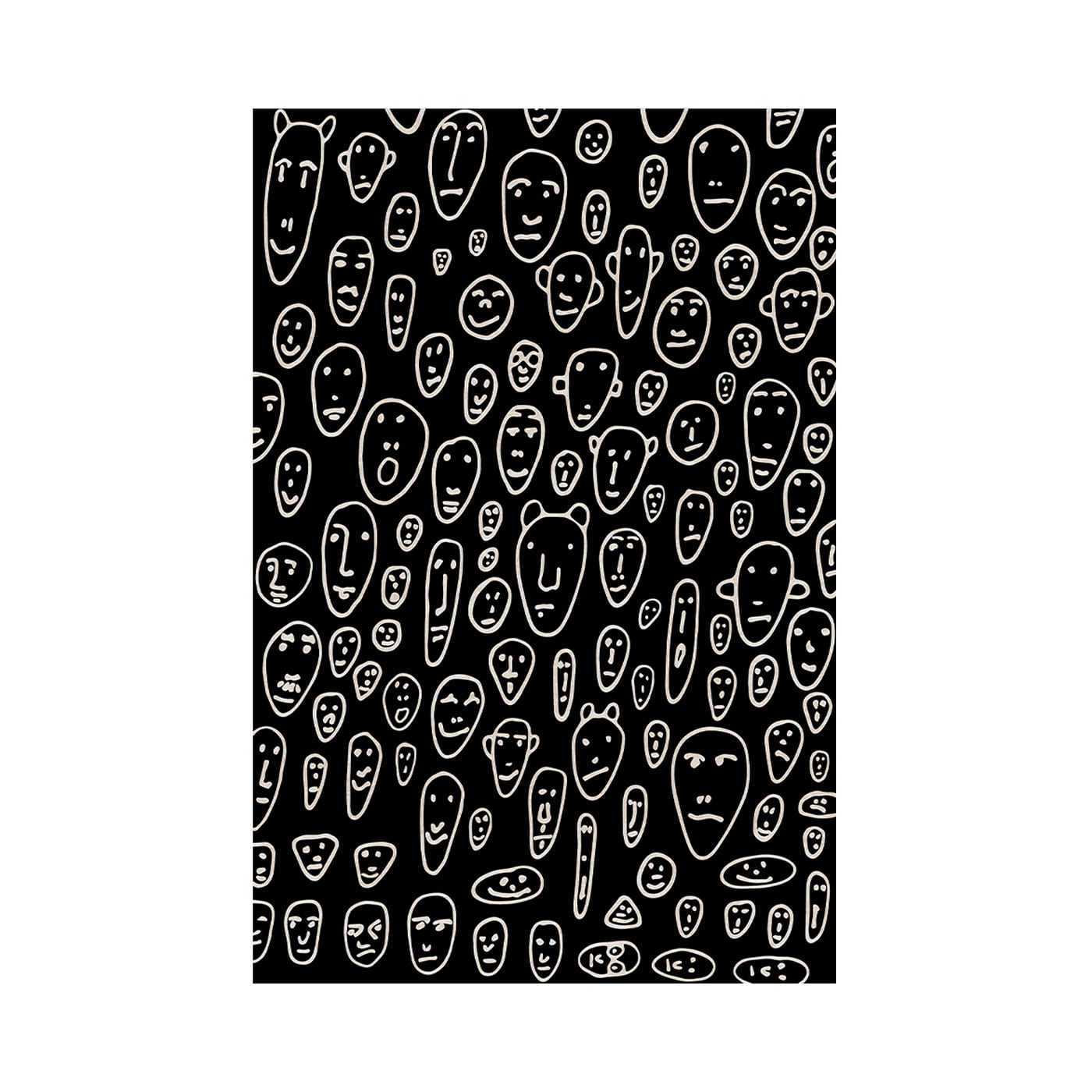Qeeboo Floating Faces Nero Tappeto