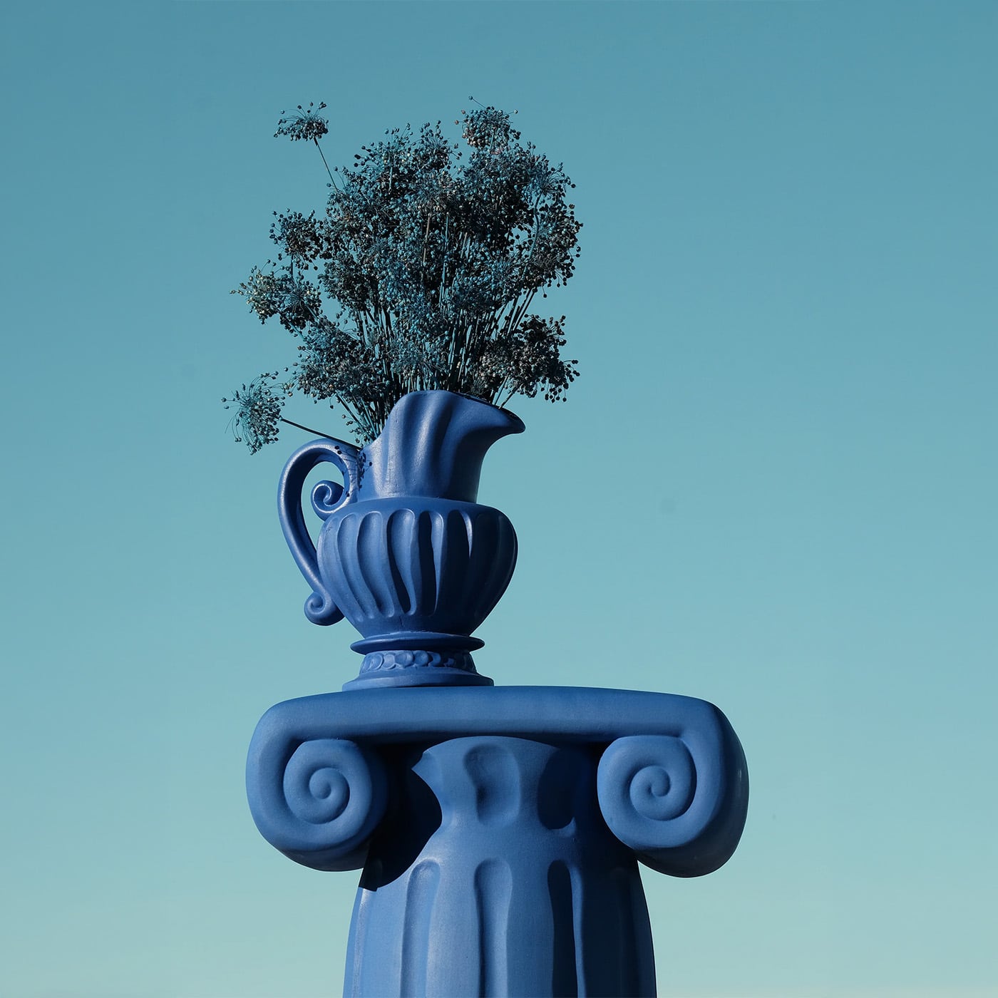 SelettiTerracotta Vase Caraffa Blue