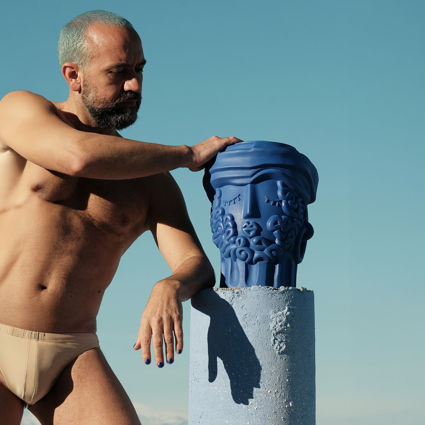 Seletti Terracotta Vase Man Blue